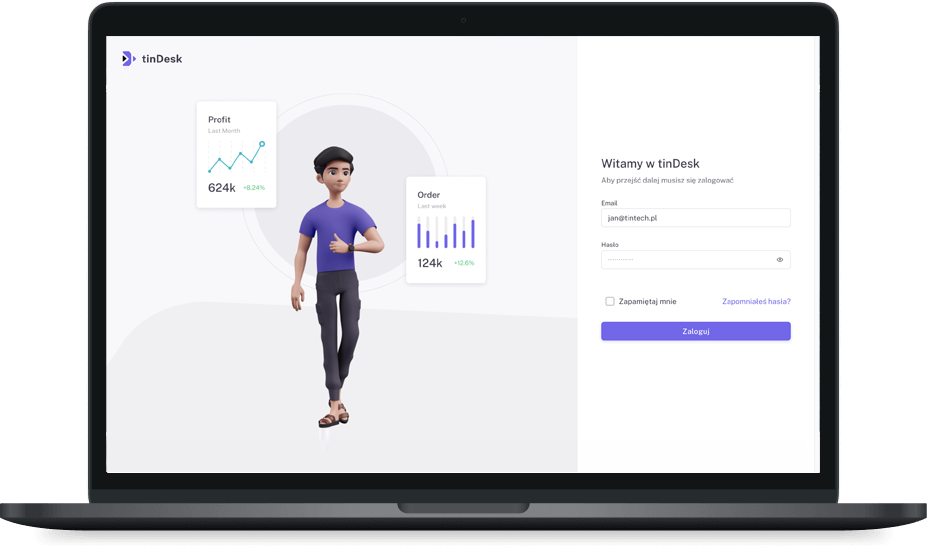 Tindesk – podgląd projektu